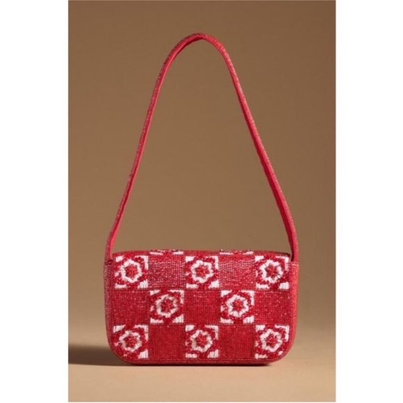Anthropologie Red and White Fiona Beaded Bag, NWT - Picture 2 of 7